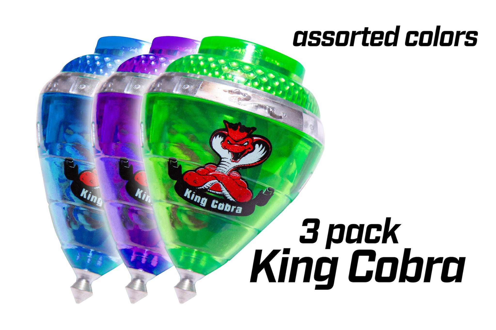 King Cobra 3 Pack Trompos(Assorted Colors)